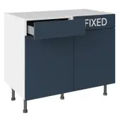 KitchenKit Slab Matt Blue 1000 LH Drawerline Base Kitchen Cabinet Flatpack - FKKO3779