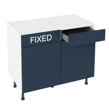 Click Here To Enlarge This Photo Of KitchenKit Slab Matt Blue 1000 RH Drawerline Base Kitchen Cabinet Flatpack - FKKO3780