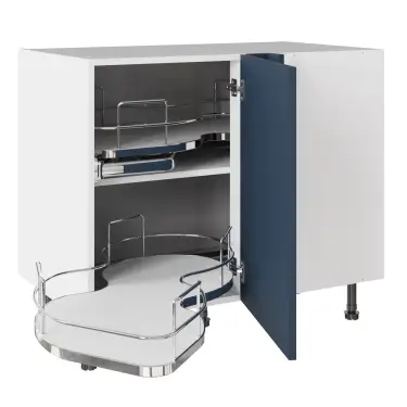 Click Here To Enlarge This Photo Of KitchenKit Slab Matt Blue 1000 Base Kitchen Cabinet With Dual-Handed Nuvola Blind Corner Flatpack - FKKO3765
