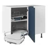 KitchenKit Slab Matt Blue 1000 Base Kitchen Cabinet With Dual-Handed Nuvola Blind Corner Flatpack - FKKO3765