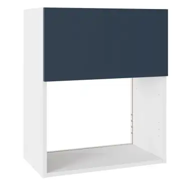 Click Here To Enlarge This Photo Of Kitchen Kit Slab Flatpack 600 Microwave Wall Kitchen Cabinet Matt Blue with White Cabinet - FKKO3781