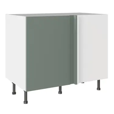 Click Here To Enlarge This Photo Of KitchenKit Slab Matt Agave Green 1000 Blind Corner Base Kitchen Cabinet Flatpack - FKKO3809