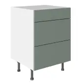 KitchenKit Slab Matt Agave Green 600 3 Drawer Base Kitchen Cabinet Flatpack - FKKO3806
