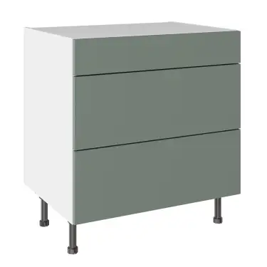 Click Here To Enlarge This Photo Of KitchenKit Slab Matt Agave Green 800 3 Drawer Base Kitchen Cabinet Flatpack - FKKO3807