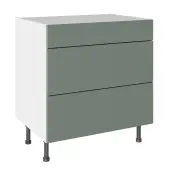 KitchenKit Slab Matt Agave Green 800 3 Drawer Base Kitchen Cabinet Flatpack - FKKO3807