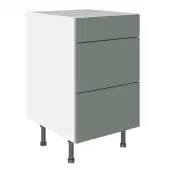 KitchenKit Slab Matt Agave Green 500 3 Drawer Base Kitchen Cabinet Flatpack - FKKO3841
