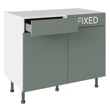 Click Here To Enlarge This Photo Of KitchenKit Slab Matt Agave Green 1000 LH Drawerline Base Kitchen Cabinet Flatpack - FKKO3879