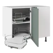 KitchenKit Slab Matt Agave Green 1000 Base Kitchen Cabinet With Dual-Handed Nuvola Blind Corner Flatpack - FKKO3865