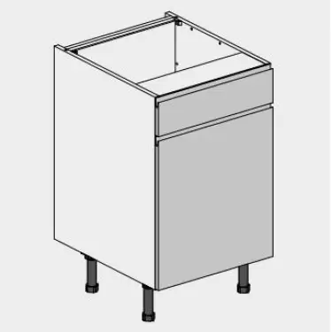 Click Here To Enlarge This Photo Of Kitchen Kit J-Pull Flatpack 500 Drawerline Base Kitchen Cabinet Gloss White with White Cabinet - FKKJ0077