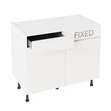 Click Here To Enlarge This Photo Of Kitchen Kit Flatpack J Pull Super Gloss White 1000 LH Drawerline Base Cabinet - FKKJ0079