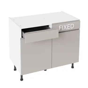 Click Here To Enlarge This Photo Of Kitchen Kit Flatpack J Pull Super Gloss Light Grey 1000 LH Drawerline Base Cabinet - FKKJ0279