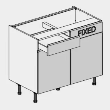 Click Here To Enlarge This Photo Of Kitchen Kit J-Pull Flatpack 1000 LH Drawerline Base Kitchen Cabinet Gloss Light Grey with White Cabinet - FKKJ0279