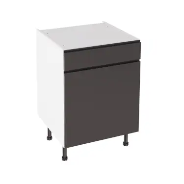 Click Here To Enlarge This Photo Of Kitchen Kit Flatpack J Pull Super Gloss Graphite 600 Drawerline Base Cabinet - FKKJ0478