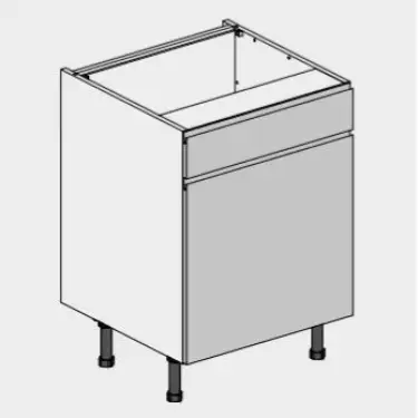 Click Here To Enlarge This Photo Of Kitchen Kit J-Pull Flatpack 600 Drawerline Base Kitchen Cabinet Matt Cashmere with White Cabinet - FKKJ0678