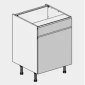 Kitchen Kit J-Pull Flatpack 600 Drawerline Base Kitchen Cabinet Matt Cashmere with White Cabinet - FKKJ0678