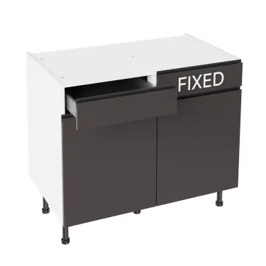 Click Here To Enlarge This Photo Of Kitchen Kit Flatpack J Pull Super Matt Graphite 1000 LH Drawerline Base Cabinet - FKKJ0979