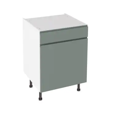 Click Here To Enlarge This Photo Of Kitchen Kit Flatpack J Pull Super Matt Sage Green 600 Drawerline Base Cabinet - FKKJ1178