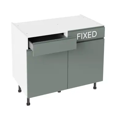 Click Here To Enlarge This Photo Of Kitchen Kit Flatpack J Pull Super Matt Sage Green 1000 Drawerline Base Cabinet - FKKJ1179