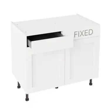 Click Here To Enlarge This Photo Of Kitchen Kit Flatpack Shaker Super Matt White 1000 LH Drawerline Base Cabinet - FKKH0579