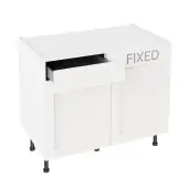 Kitchen Kit Flatpack Shaker Super Matt White 1000 LH Drawerline Base Cabinet - FKKH0579
