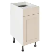 Kitchen Kit Flatpack Shaker Super Matt Cashmere 400 Drawerline Base Unit with White Cabinet - FKKH0676