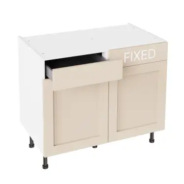 Click Here To Enlarge This Photo Of Kitchen Kit Flatpack Shaker Super Matt Cashmere 1000 LH Drawerline Base Cabinet - FKKH0679