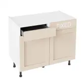 Kitchen Kit Flatpack Shaker Super Matt Cashmere 1000 LH Drawerline Base Cabinet - FKKH0679