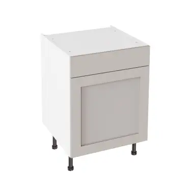 Click Here To Enlarge This Photo Of Kitchen Kit Flatpack Shaker Super Matt Light Grey 600 Drawerline Base Cabinet - FKKH0778