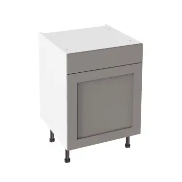 Click Here To Enlarge This Photo Of Kitchen Kit Flatpack Shaker Super Matt Dust Grey 600 Drawerline Base Cabinet - FKKH0878