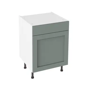 Click Here To Enlarge This Photo Of Kitchen Kit Flatpack Shaker Super Matt Sage Green 600 Drawerline Base Cabinet - FKKH1178