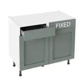 Kitchen Kit Flatpack Shaker Super Matt Sage Green 1000 LH Drawerline Base Cabinet - FKKH1179