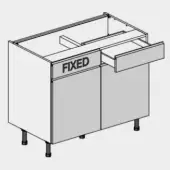 Kitchen Kit J-Pull Flatpack 1000 RH Drawerline Base Kitchen Cabinet Matt Dust Grey with White Cabinet - FKKJ0880