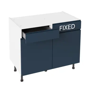 Click Here To Enlarge This Photo Of Kitchen Kit Flatpack J Pull Super Matt Indigo Blue 1000 RH Drawerline Base Cabinet - FKKJ1380