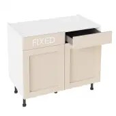 Kitchen Kit Flatpack Shaker Super Matt Cashmere 1000 RH Drawerline Base Cabinet - FKKH0680