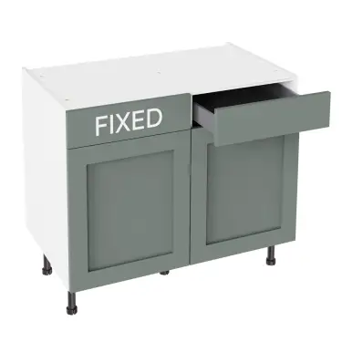 Click Here To Enlarge This Photo Of Kitchen Kit Flatpack Shaker Super Matt Sage Green 1000 RH Drawerline Base Cabinet - FKKH1180