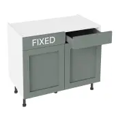 Kitchen Kit Flatpack Shaker Super Matt Sage Green 1000 RH Drawerline Base Cabinet - FKKH1180