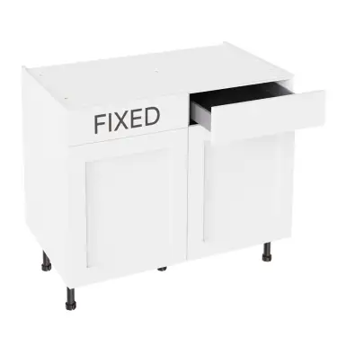 Click Here To Enlarge This Photo Of Kitchen Kit Flatpack Shaker Super Matt White 1000 RH Drawerline Base Cabinet - FKKH0580