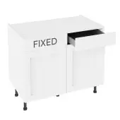 Kitchen Kit Flatpack Shaker Super Matt White 1000 RH Drawerline Base Cabinet - FKKH0580