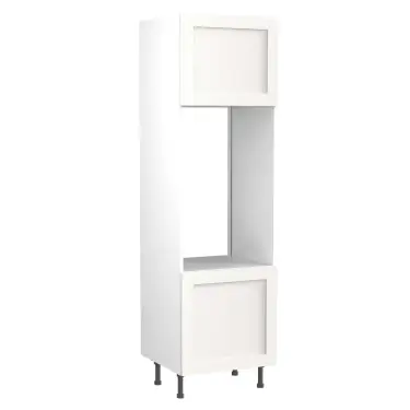 Click Here To Enlarge This Photo Of Kitchen Kit Flatpack Shaker Ultra Matt White 600 Tall Unit Double Oven with White Cabinet - FKKH0521