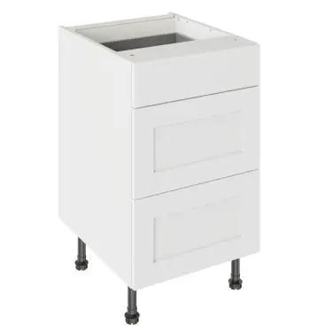 Click Here To Enlarge This Photo Of Kitchen Kit Flatpack Shaker Ultra Matt White 500 Base Unit 3 Drawer with White Cabinet - FKKH0541