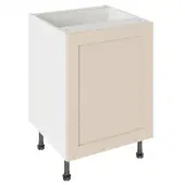 Kitchen Kit Flatpack Shaker Ultra Matt Cashmere 600 Base Unit with White Cabinet - FKKH0604