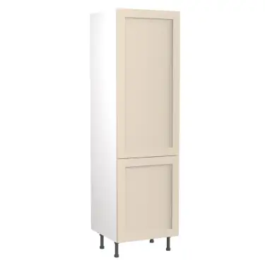 Click Here To Enlarge This Photo Of Kitchen Kit Flatpack Shaker Ultra Matt Cashmere 600 Tall Unit Fridge&Freezer 70&sol;30 with White Cabinet - FKKH0622