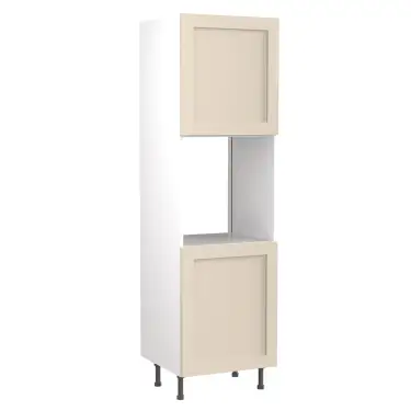 Click Here To Enlarge This Photo Of Kitchen Kit Flatpack Shaker Ultra Matt Cashmere 600 Tall Unit Single Oven with White Cabinet - FKKH0631