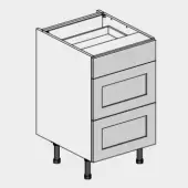Kitchen Kit Flatpack Shaker Ultra Matt Dust Grey 500 Base Unit 3 Drawer with White Cabinet - FKKH0841