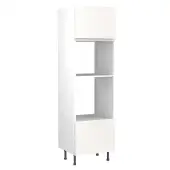 Kitchen Kit J-Pull Flatpack 600 Oven and Microwave Housing Gloss White with White Cabinet - FKKJ0032