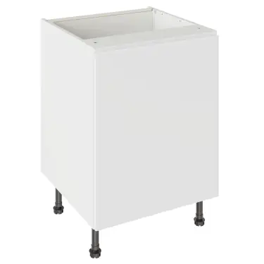 Click Here To Enlarge This Photo Of Kitchen Kit J-Pull Flatpack 600 Sink or Hob Base Kitchen Cabinet Gloss White with White Cabinet - FKKJ0035