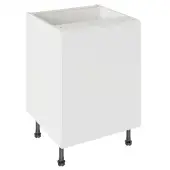 Kitchen Kit J-Pull Flatpack 600 Sink or Hob Base Kitchen Cabinet Gloss White with White Cabinet - FKKJ0035