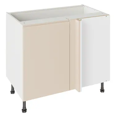 Click Here To Enlarge This Photo Of Kitchen Kit J-Pull Flatpack 1000 Blind Corner Base Kitchen Cabinet Gloss Cashmere with White Cabinet - FKKJ0109