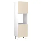 Kitchen Kit J-Pull Flatpack 600 Single Oven Housing Gloss Cashmere with White Cabinet - FKKJ0131