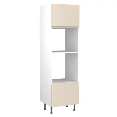 Click Here To Enlarge This Photo Of Kitchen Kit J-Pull Flatpack 600 Oven and Microwave Housing Gloss Cashmere with White Cabinet - FKKJ0132